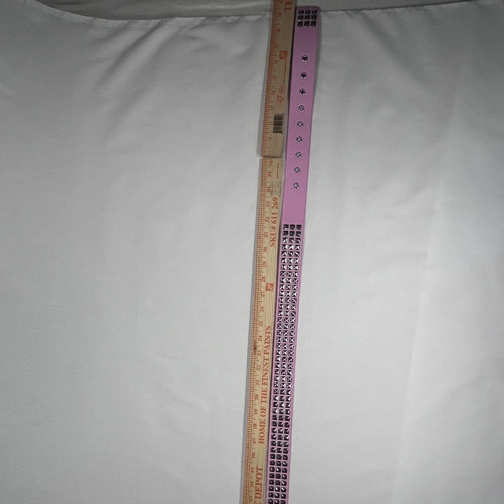 Pink Faux Leather Studded Belt 3 Row Silver Pyramid Studs Punk Emo NWOT